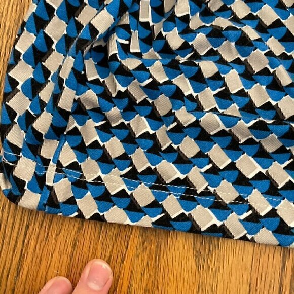 ANN TAYLOR Geo Print Side Tie Jersey Dress Blue Gray 3/4 Sleeve Office S ALTERED - Picture 12 of 13